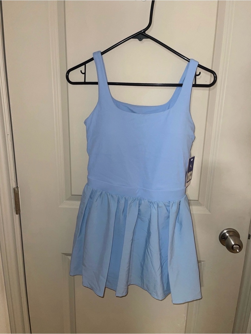 JoyLab Light Blue Sleeveless Fit-and-Flare Active Dress With Built-in Shorts